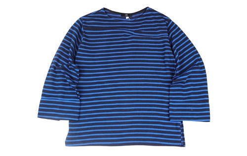 와이드 셔츠 소매 스트라이프 긴팔 티셔츠/SF7WTS02U BLUE