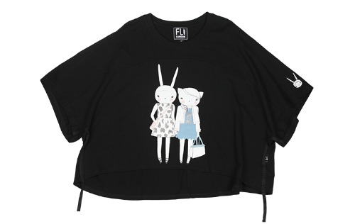 [피피라핀] 여성 돌먼소매 오버핏 반팔 티셔츠/FS7WT38W BLACK