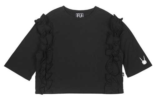 프린세스라인 러플 5부 소매 티셔츠/FS7WT71W BLACK