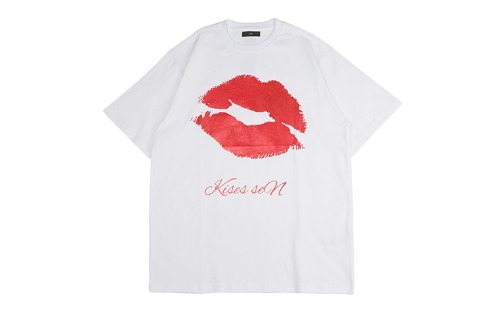 [앤센] 여성 키스 펄프린트 오버핏 반팔 티셔츠/SM8WTS02F WHITE